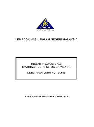 Lembaga Hasil Dalam Negeri Malaysia Insentif Cukai Seorang Pemastautin Syarikat Di Malaysia Yang Terlibat Pdf Document