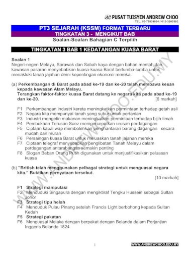 Pt3 Sejarah Kssm Format Terbaru Tingkatan 3 3 F1 Sultan Mahmud Iii Mempunyai Dua Orang Putera Pdf Document