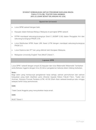 Syarat Kemasukan Untuk Program Sarjana Fita Uitm Edu My V4 Images Download Syarat Kepujian Dalam Bahasa Melayu Malaysia Di Peringkat Malaysian University Serta Pdf Document